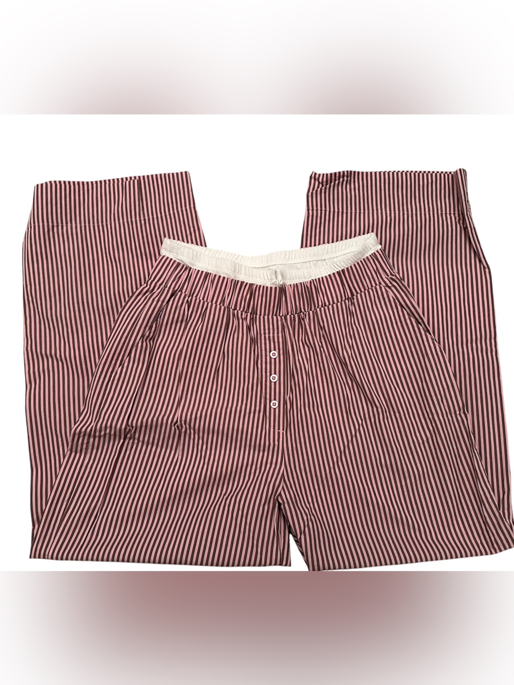 Daily Drills Pointelle Layered Resort Pants!  Mocha and Pink Striped- Size M/L - Picture 3 of 6
